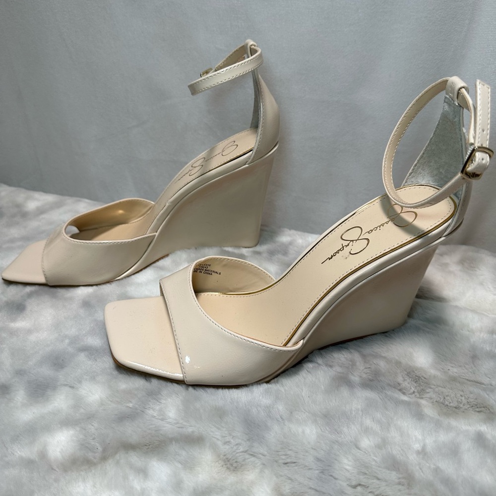 New Jessica Simpson Leehi Wedge Sandal Beige Nude Size 11 - Picture 3 of 6